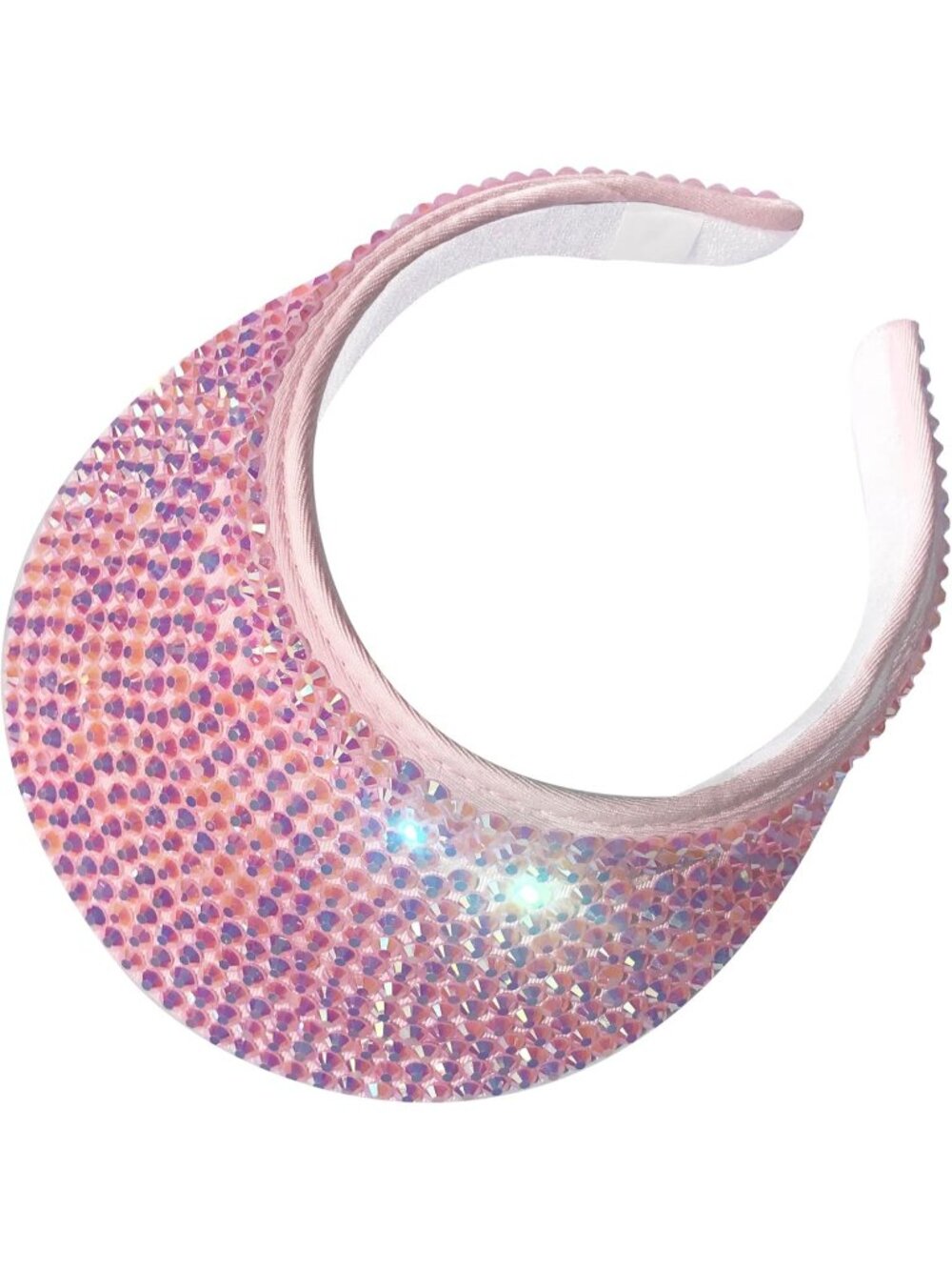 🆕Women's Pink Sun Shiny Rhinestones Clip On Visor Adjustable Bling Hats
